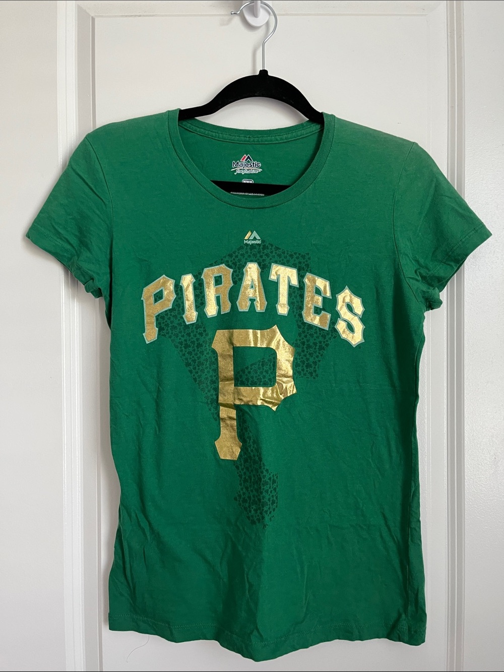 Majestic Green Kids' Pirates Tee with Gold Logo